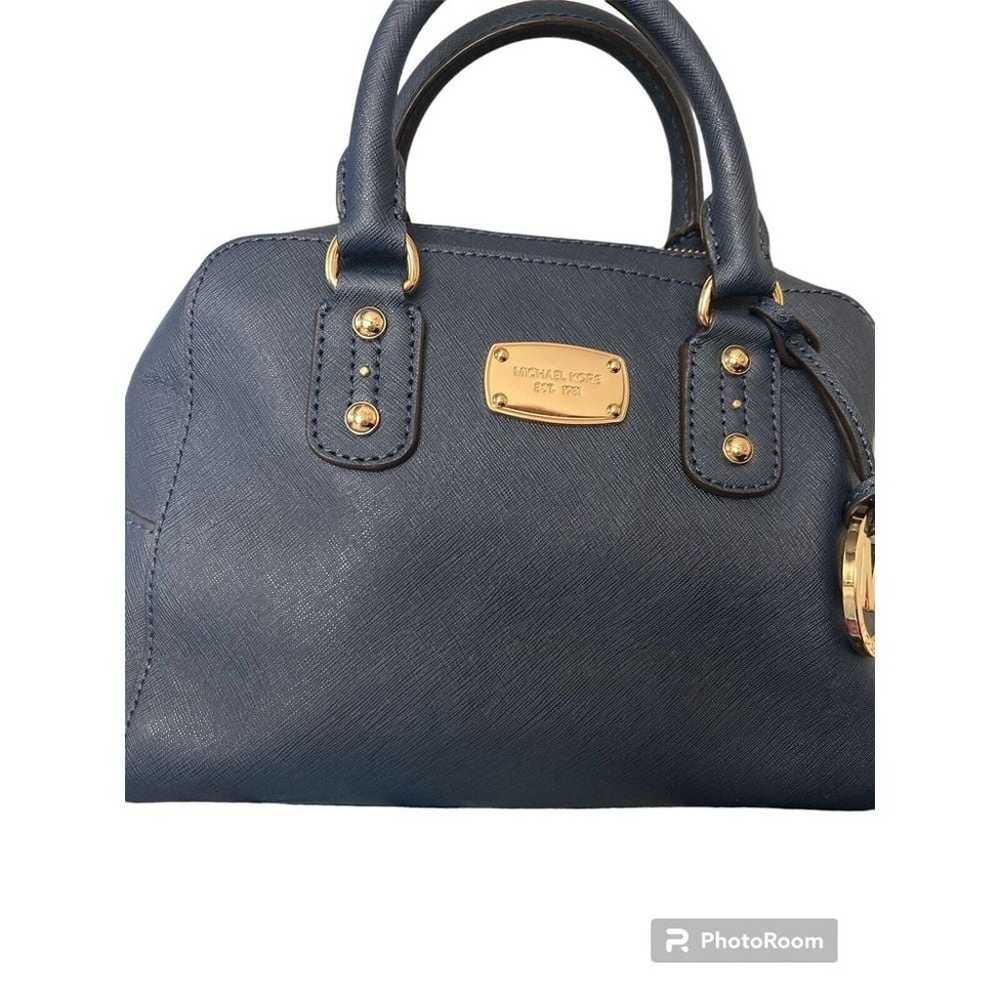 Michael Kors Safiano Satchel Navy with Gold Hardw… - image 7