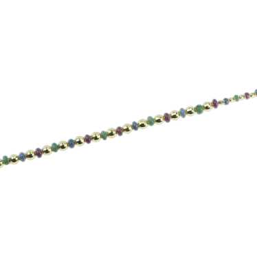 18K Ruby Sapphire Emerald Beaded Italian Designer… - image 1