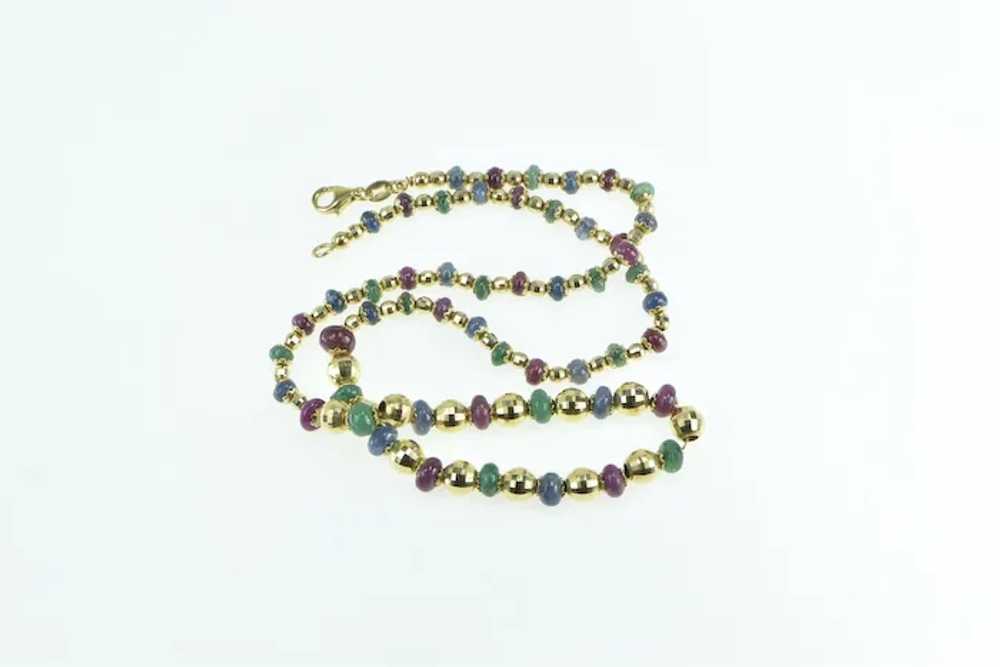 18K Ruby Sapphire Emerald Beaded Italian Designer… - image 2