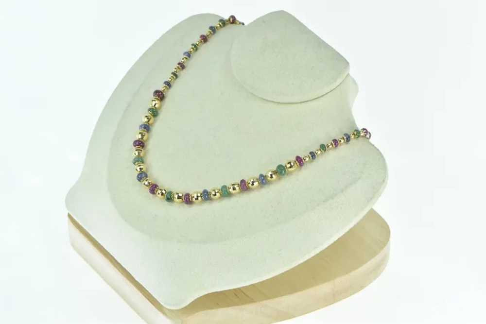 18K Ruby Sapphire Emerald Beaded Italian Designer… - image 6