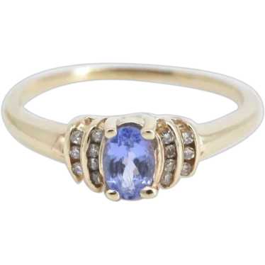 10K Oval Tanzanite Diamond Classic Statement Ring… - image 1