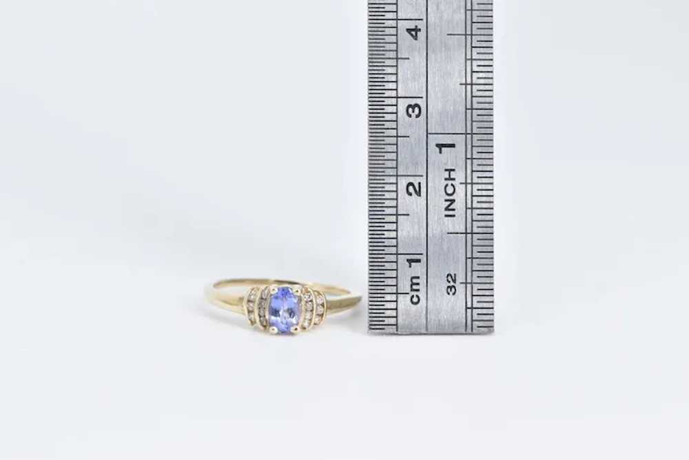 10K Oval Tanzanite Diamond Classic Statement Ring… - image 4