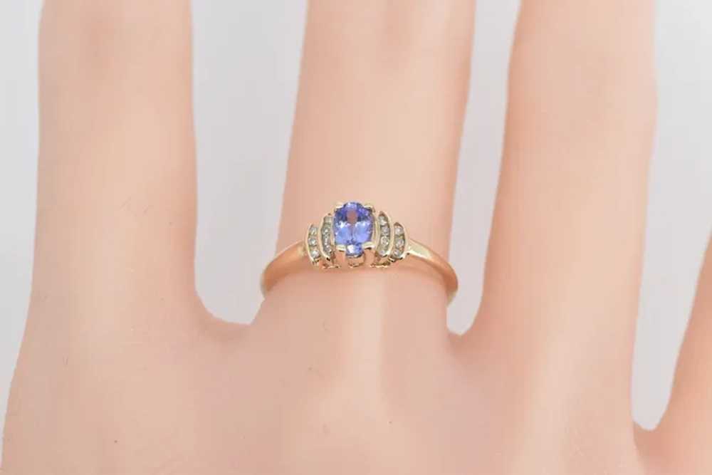 10K Oval Tanzanite Diamond Classic Statement Ring… - image 5