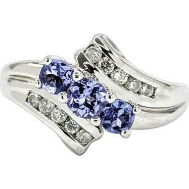 Pretty Tanzanite & Diamond Ring in White Gold