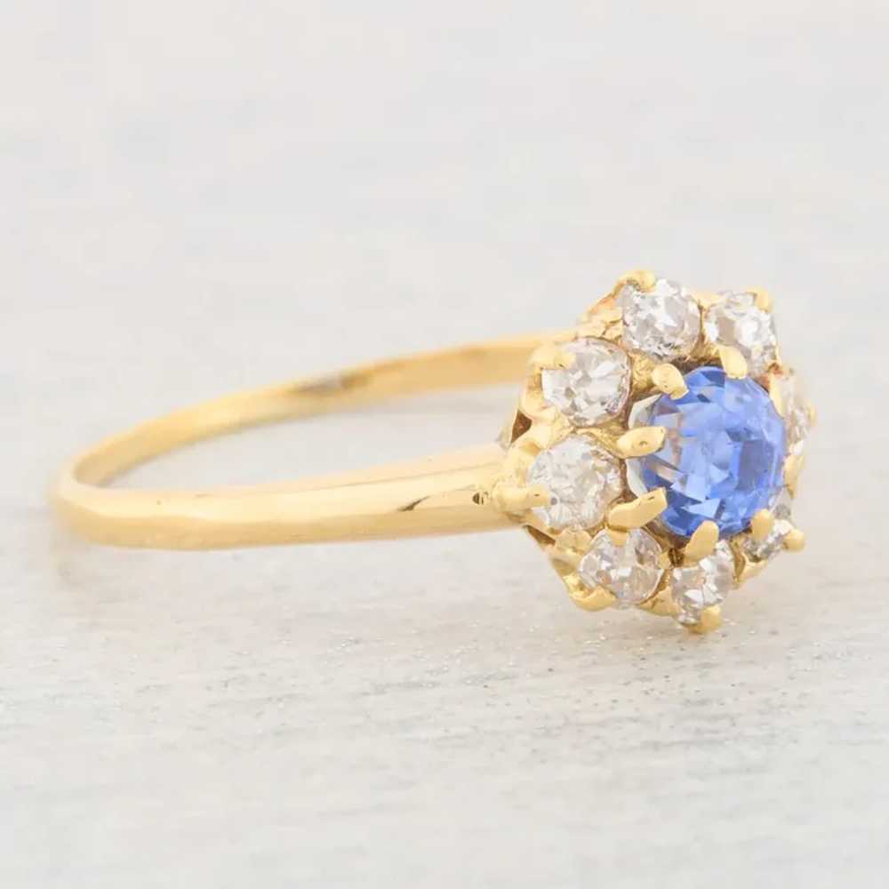 Antique 18ct Gold Sapphire and Diamond Cluster Ri… - image 4