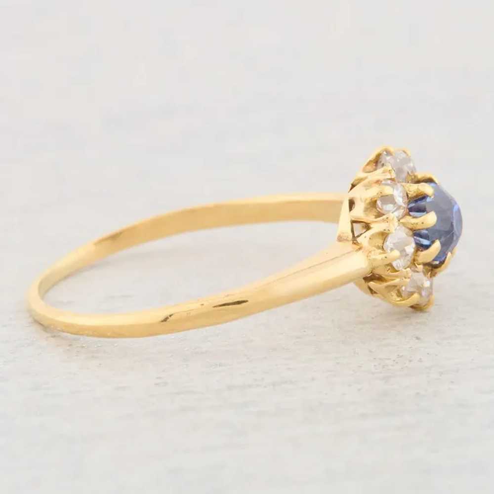 Antique 18ct Gold Sapphire and Diamond Cluster Ri… - image 5