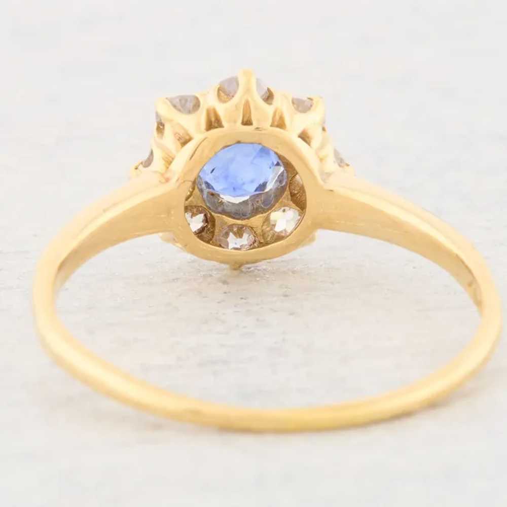 Antique 18ct Gold Sapphire and Diamond Cluster Ri… - image 6