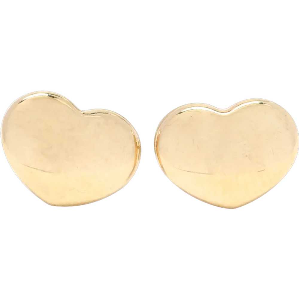 14k Yellow Gold Heart Earrings, Stud Earrings, Da… - image 1