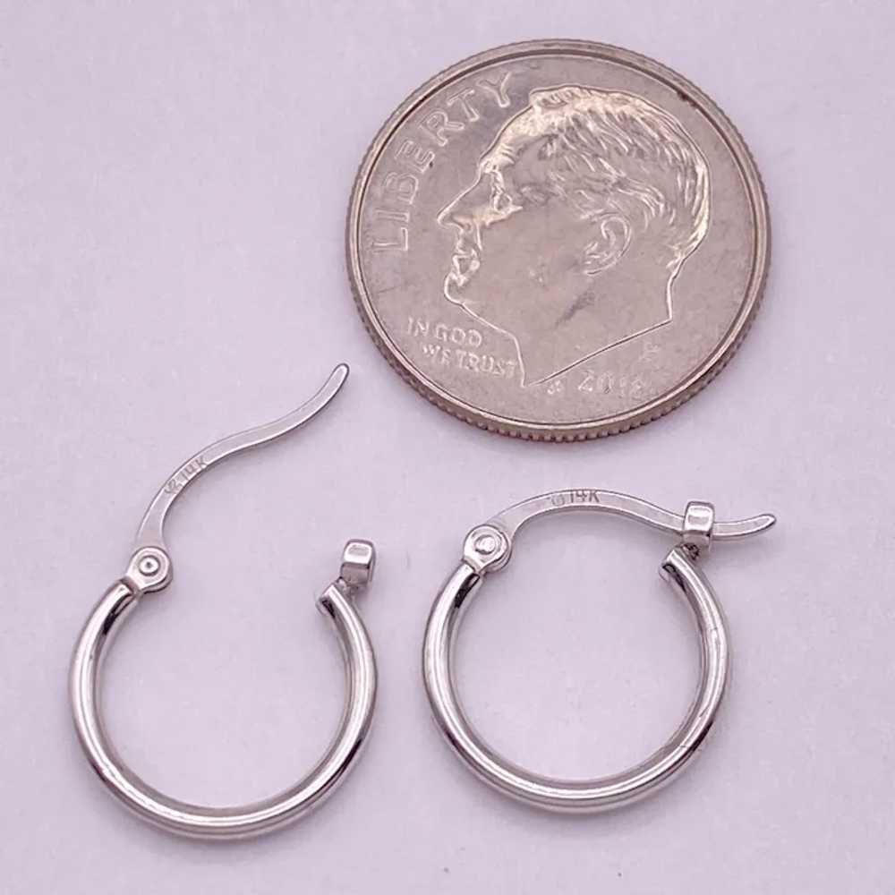 Petite Tubular Hoop Earrings 14K White Gold 5/16"… - image 2