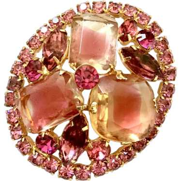 Large Pink Givre Fuchia Rhinestone Brooch Juliana 