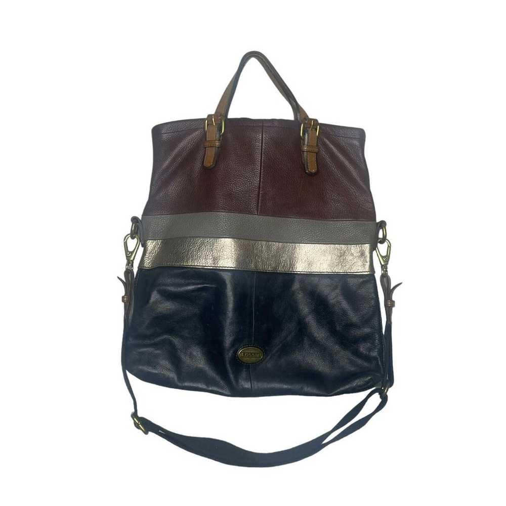 FOSSIL Foldover Explorer Crossbody Color Block Pe… - image 1