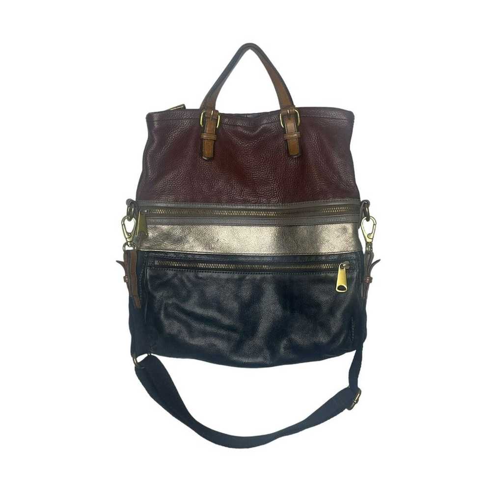 FOSSIL Foldover Explorer Crossbody Color Block Pe… - image 3