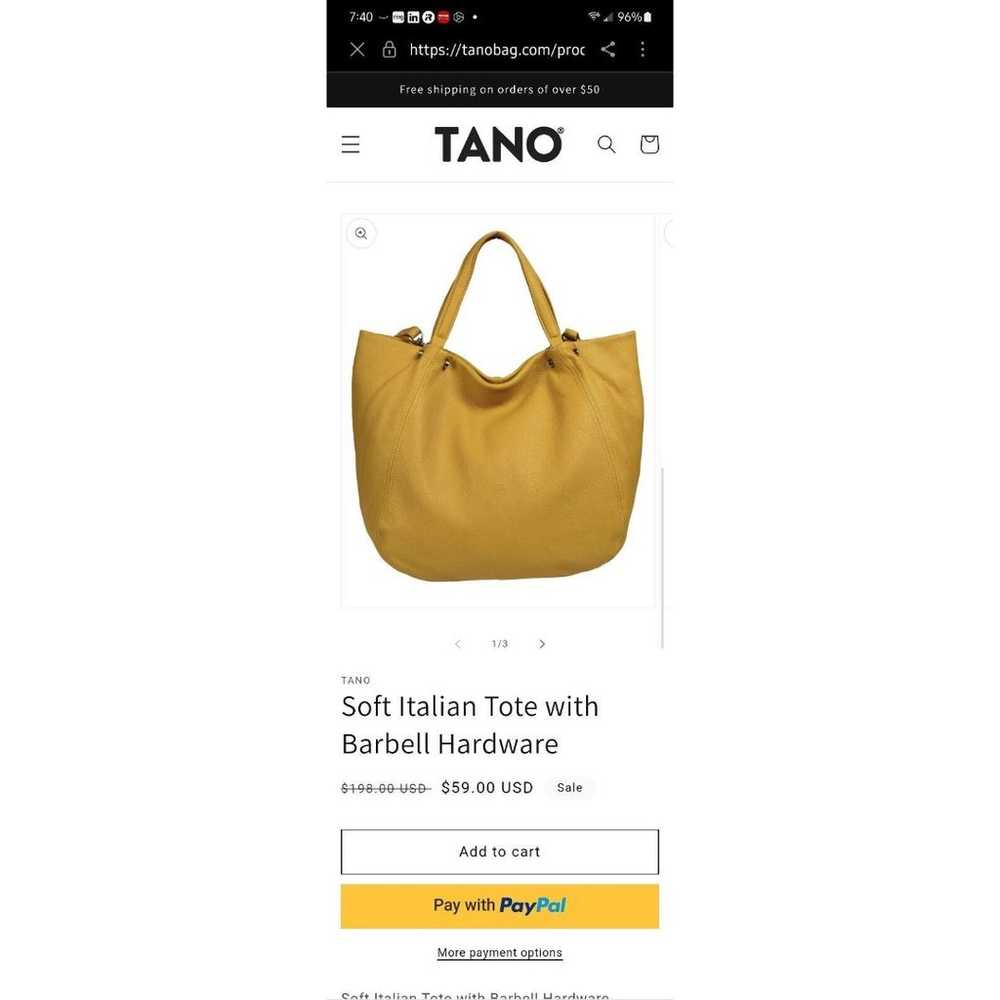 Tano Made In ITALY Yellow Leather Slouchy Hobo Ba… - image 2