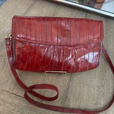 Vintage Burgundy Eel Skin Handbag leather