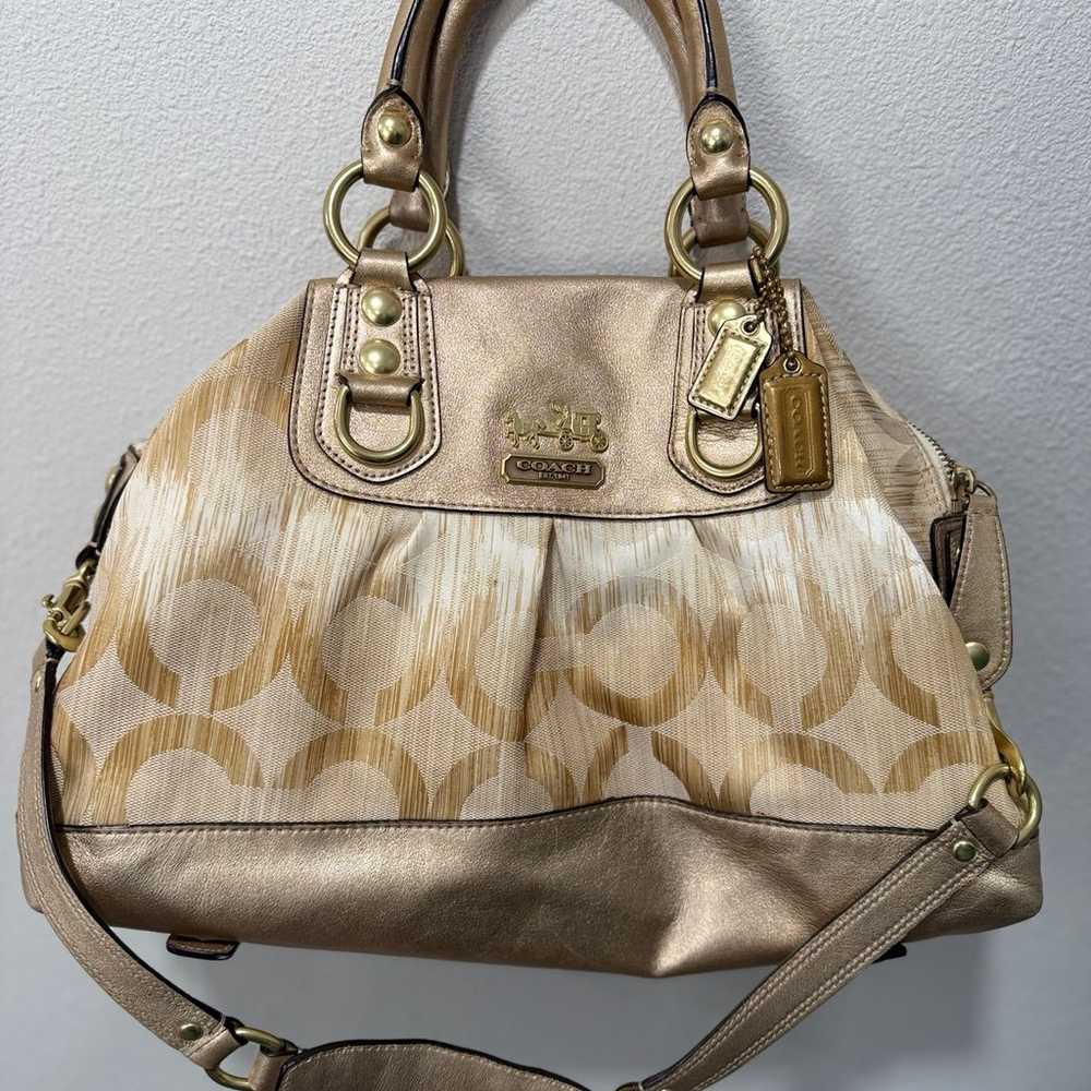 Coach Signature Ashley Canvas Gold large satchel … - image 1