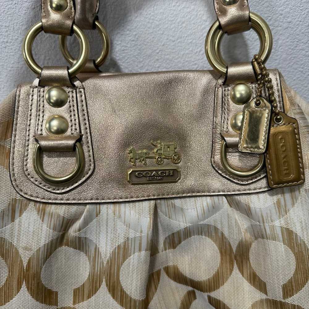 Coach Signature Ashley Canvas Gold large satchel … - image 2