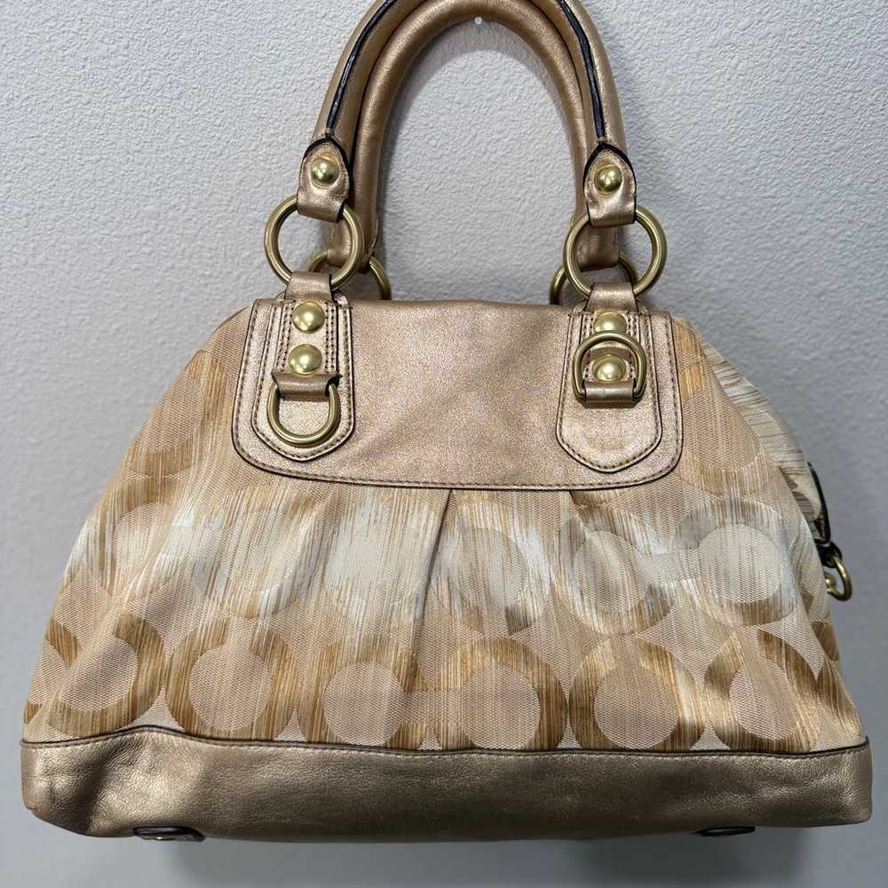 Coach Signature Ashley Canvas Gold large satchel … - image 3