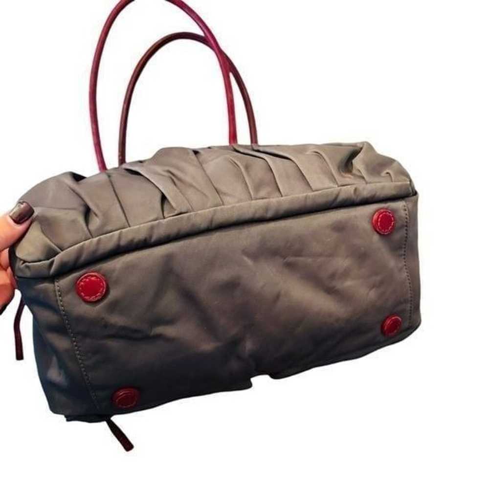 MZ Wallace Grey Red Leather Nylon Shoulder Bag Pu… - image 5