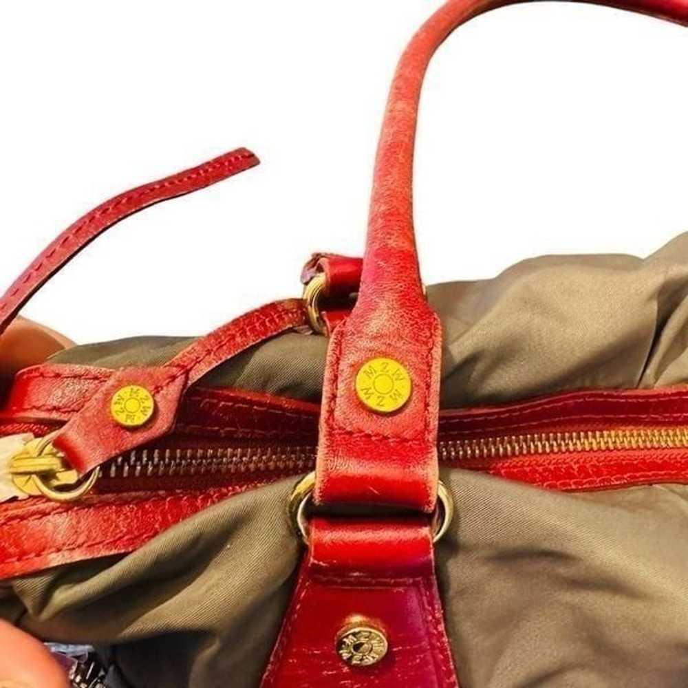 MZ Wallace Grey Red Leather Nylon Shoulder Bag Pu… - image 9