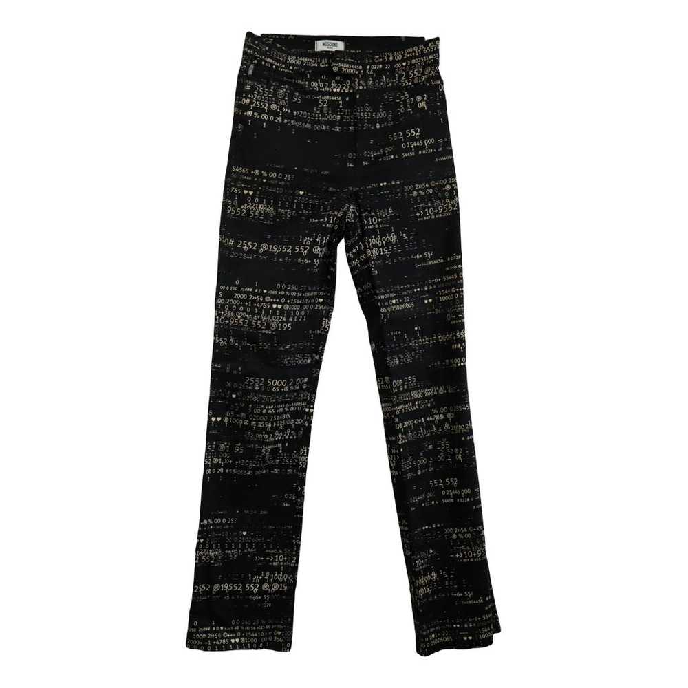 パンツ MOSCHINO Women Straight Pants A01160418 0555 Black Moschino Black Straight Trousers, Brand Size 38 (US Size 6