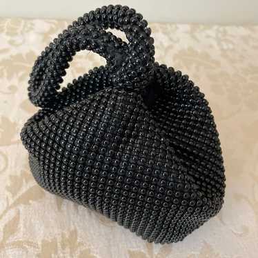 Vintage 1980’s black beaded wristlet handbag - image 1