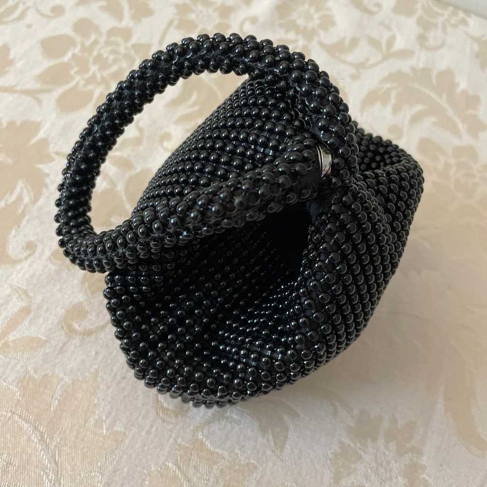 Vintage 1980’s black beaded wristlet handbag - image 3