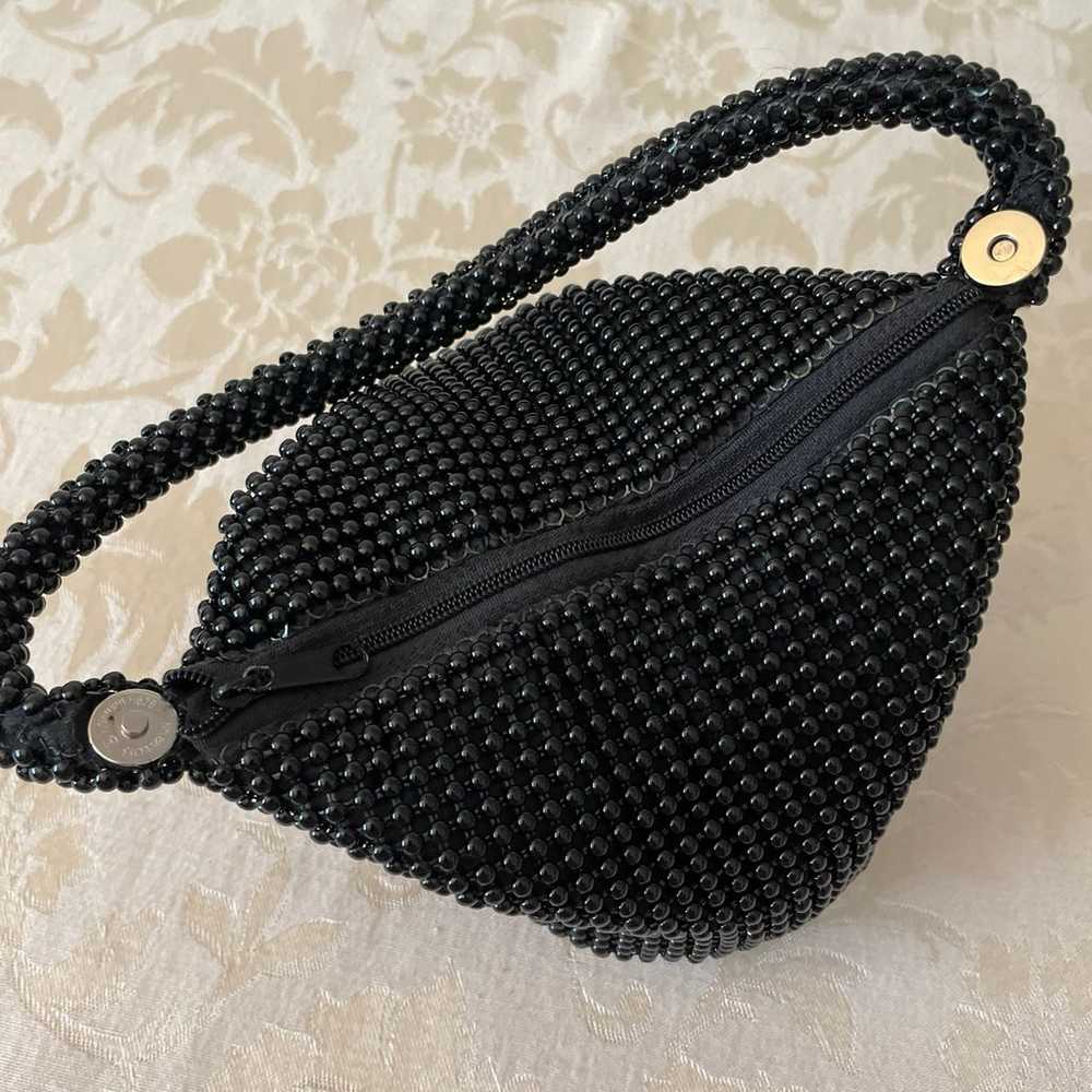 Vintage 1980’s black beaded wristlet handbag - image 4