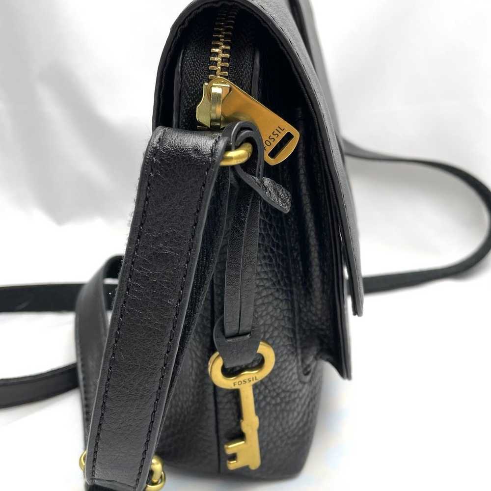 Fossil Kinley Small Leather Crossbody, Black/Gold - image 2