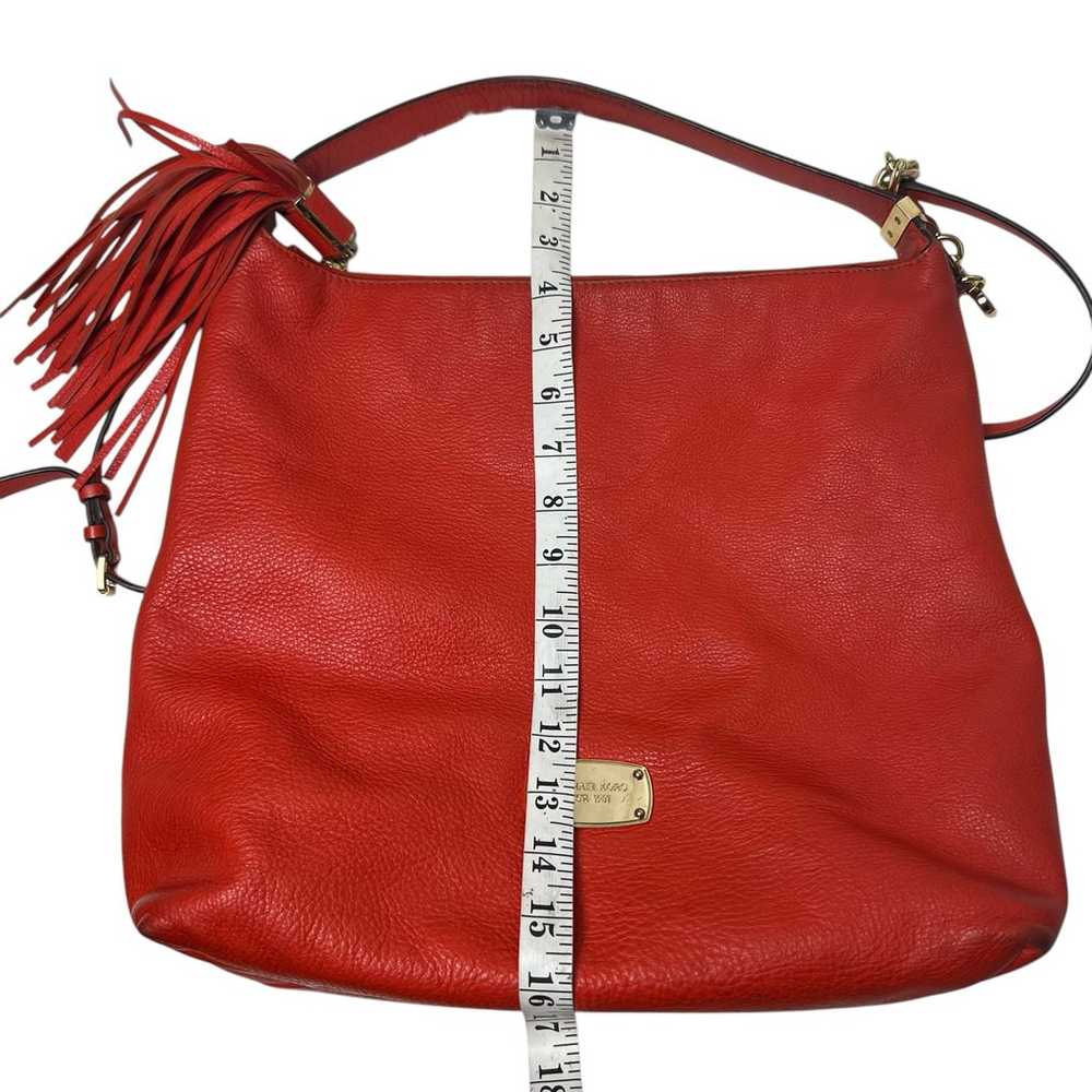 Michael Kors Hobo Bag Orange Red Soft Pebbled Lea… - image 11