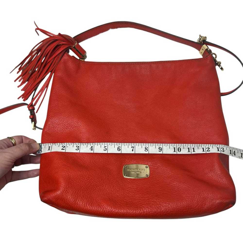 Michael Kors Hobo Bag Orange Red Soft Pebbled Lea… - image 12