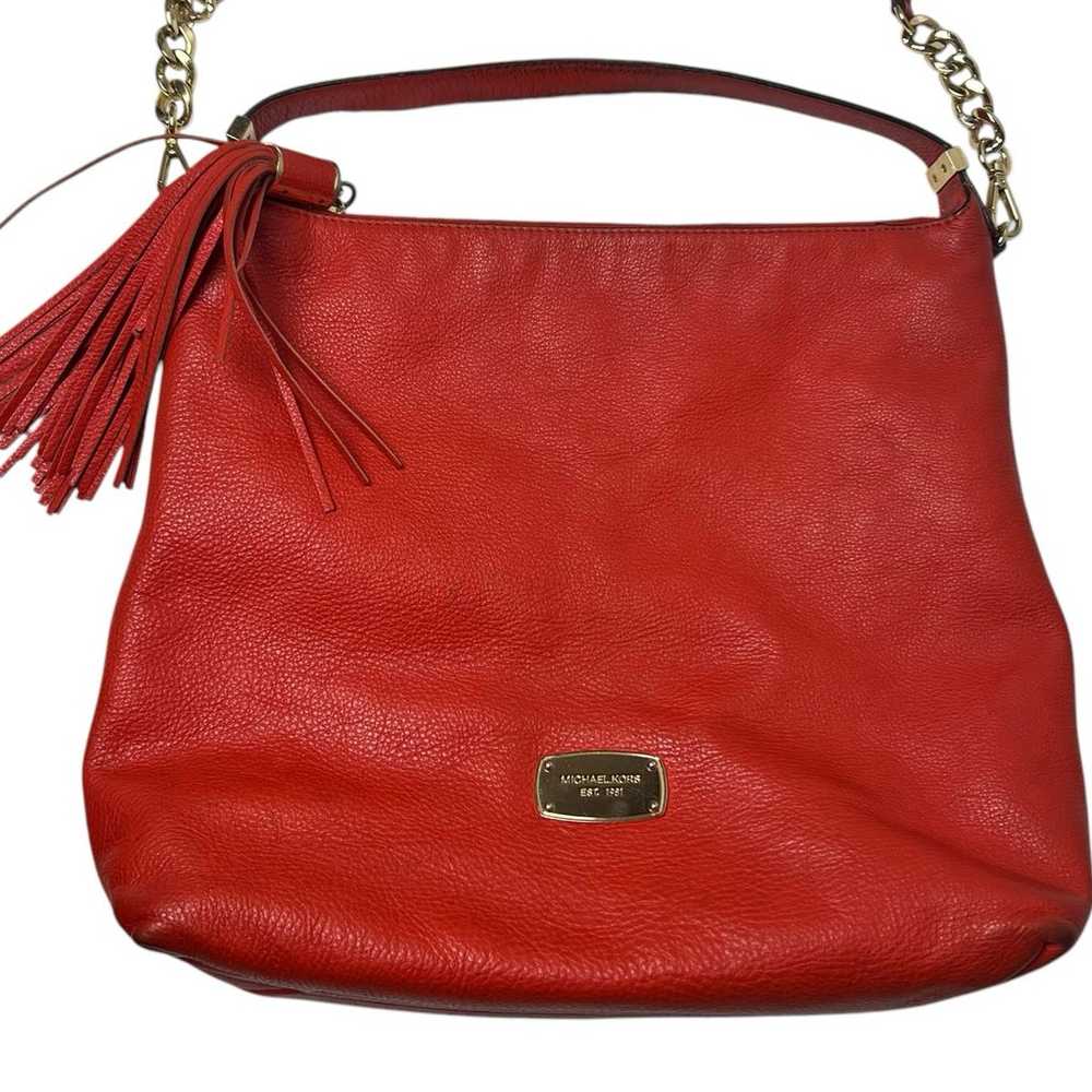 Michael Kors Hobo Bag Orange Red Soft Pebbled Lea… - image 1