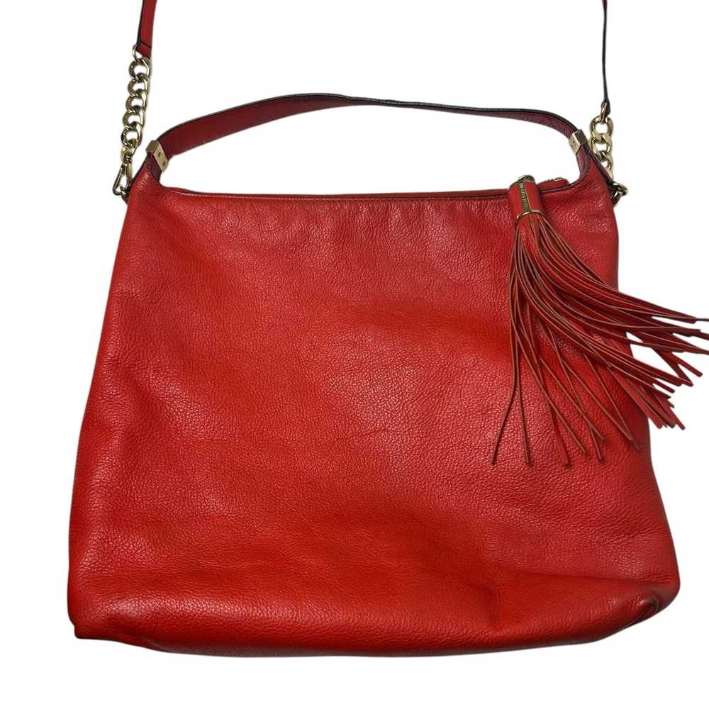 Michael Kors Hobo Bag Orange Red Soft Pebbled Lea… - image 9