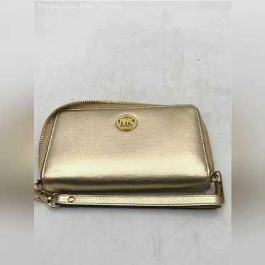 Michael Kors MK Designer Gold Leather Wristlet Wal