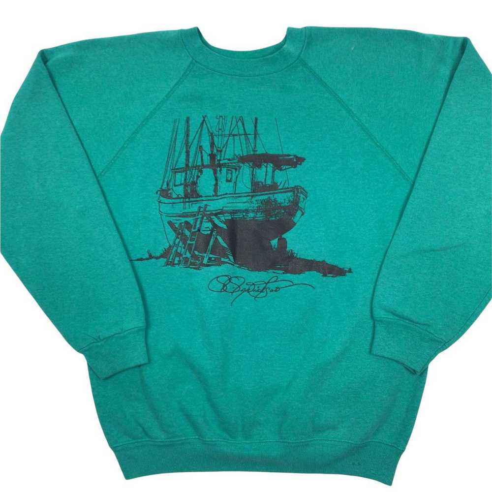 Hanes Vintage 80s fishing vessel troller crewneck… - image 1