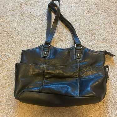 Vintage hush puppies black leather shoulder bag