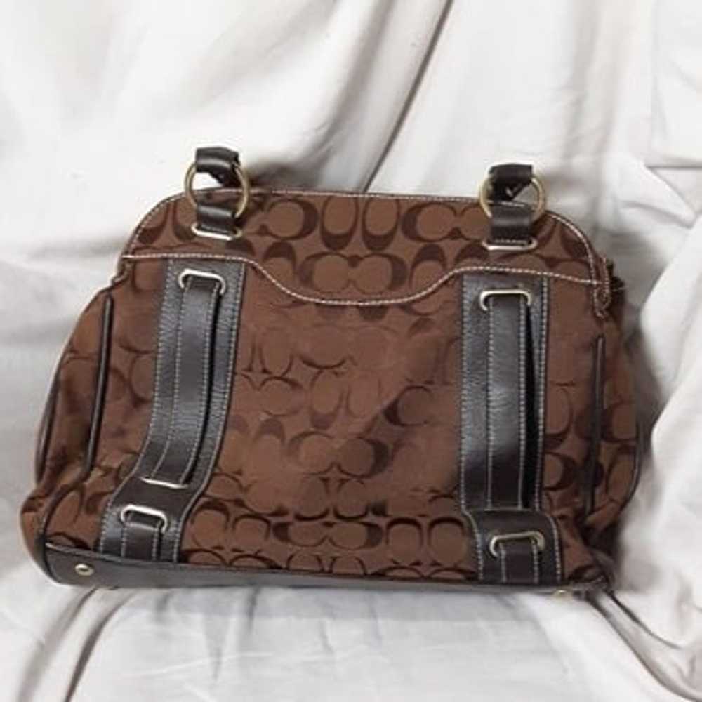 Coach Jaccard Leather Logo Bag Chocolate Brown Vi… - image 2