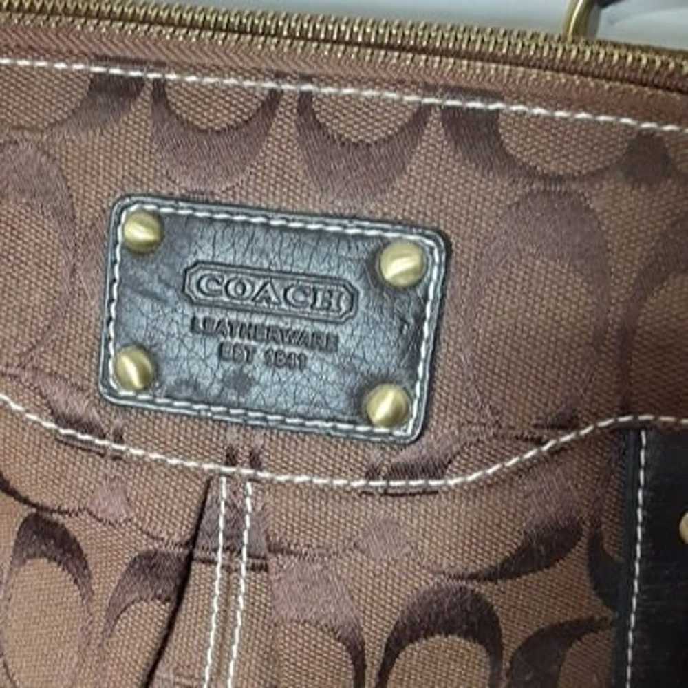 Coach Jaccard Leather Logo Bag Chocolate Brown Vi… - image 4