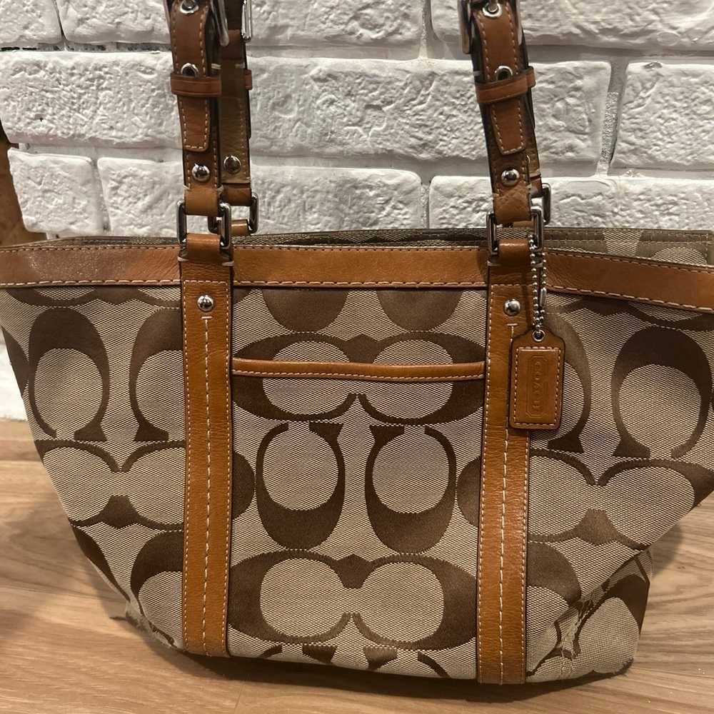 Coach Signature Tote Shoulder Purse - image 2