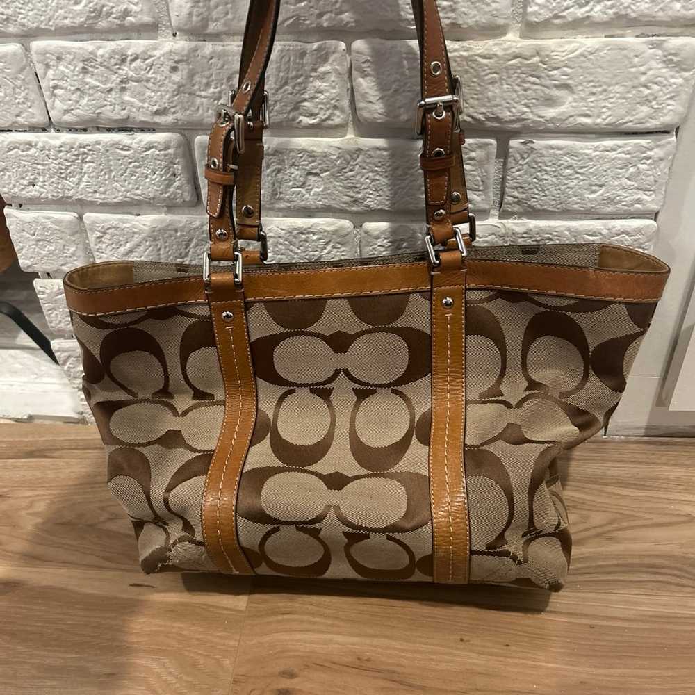 Coach Signature Tote Shoulder Purse - image 3