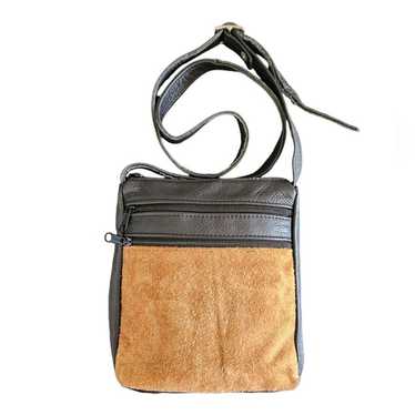 Vintage Black & Brown Leather Crossbody Bag - image 1