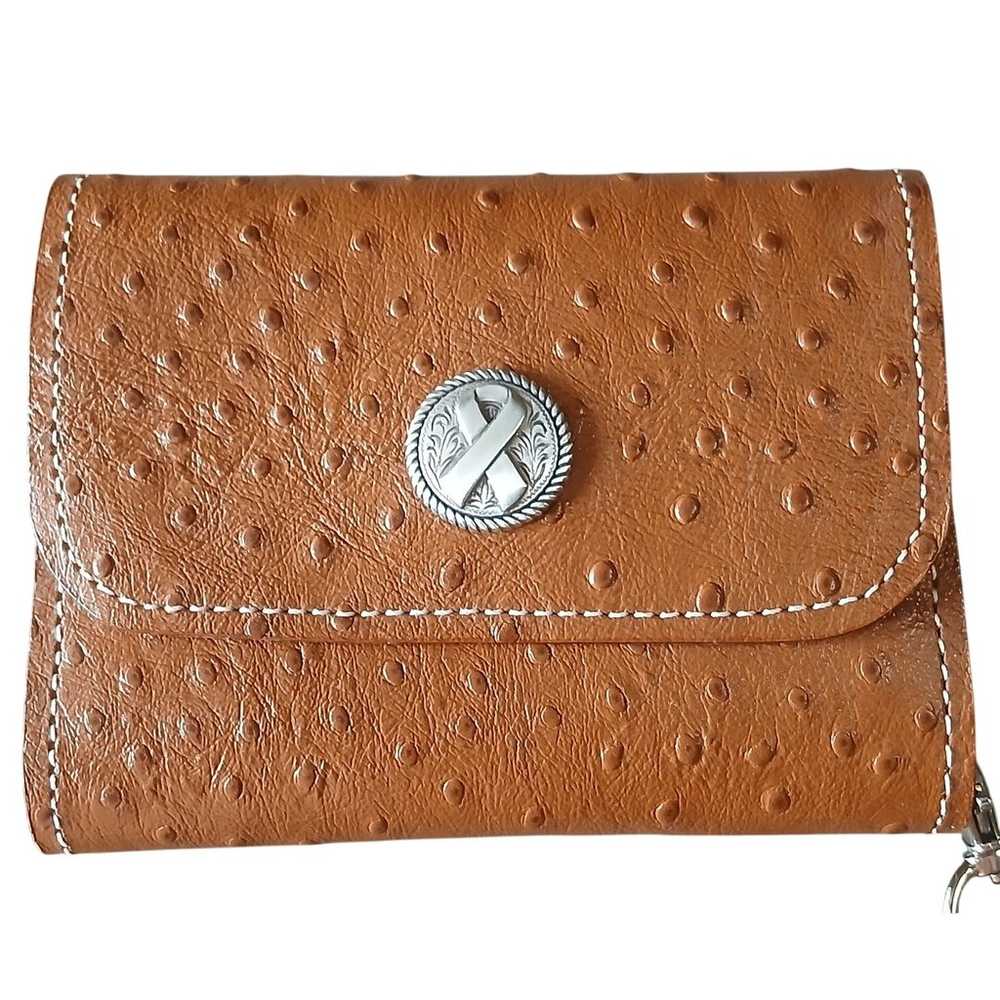 Vintage Womens Wallet Brown Faux Ostrich Leather … - image 2