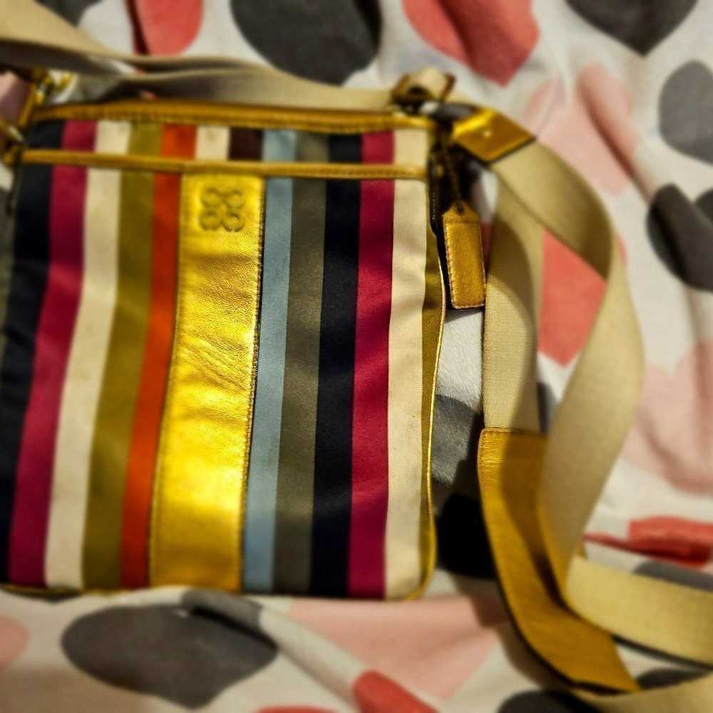 COACH Multi Legacy Stripe Crossbody Swingpack Pur… - image 9