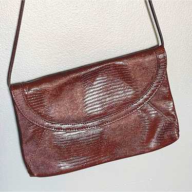 VINTAGE 70s faux snakeskin brown purse