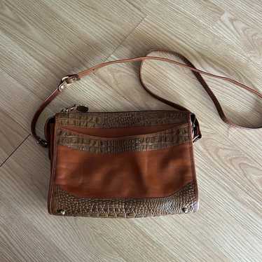 Vintage Brahmin Brown Leather Crocodile Shoulder B