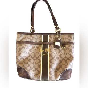 Coach Signature Coated Heritage 12358 Stripe Tote… - image 1