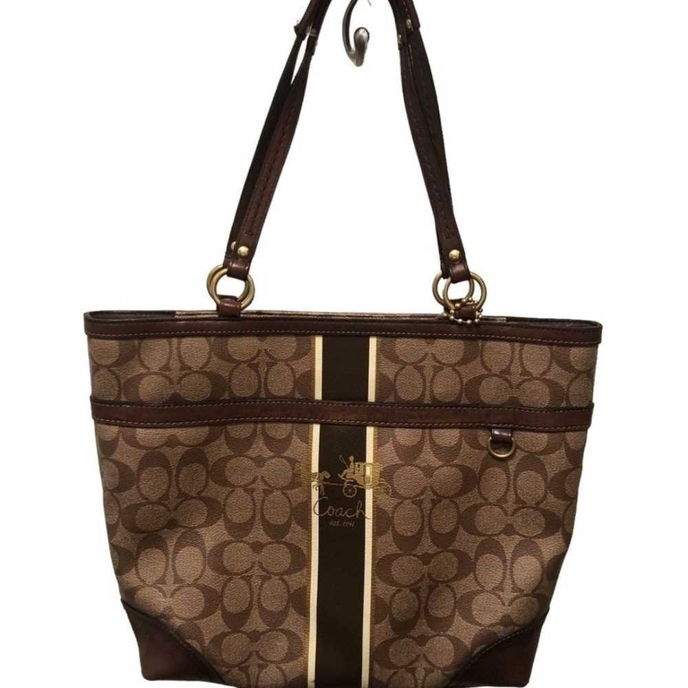 Coach Signature Coated Heritage 12358 Stripe Tote… - image 4