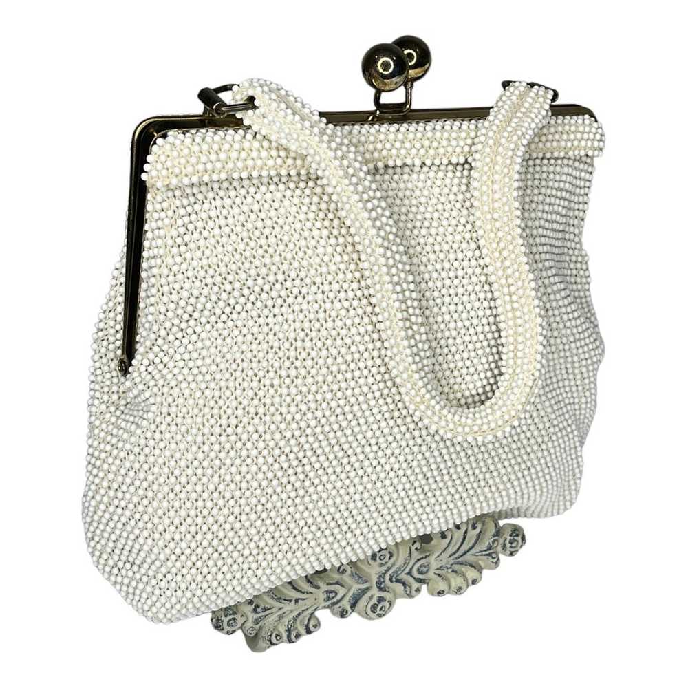 Vintage Pearly Beaded Kisslock HANDBAG Purse Gold… - image 2