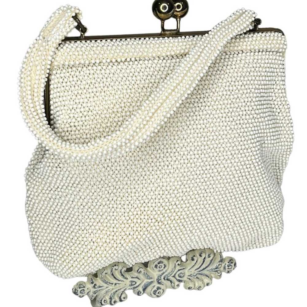 Vintage Pearly Beaded Kisslock HANDBAG Purse Gold… - image 8