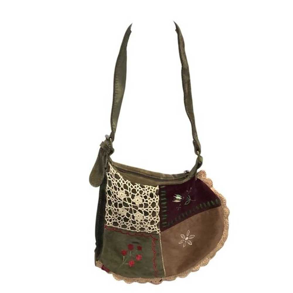 Patchwork Crossbody Bag w/ Crochet Lace, Floral E… - image 10