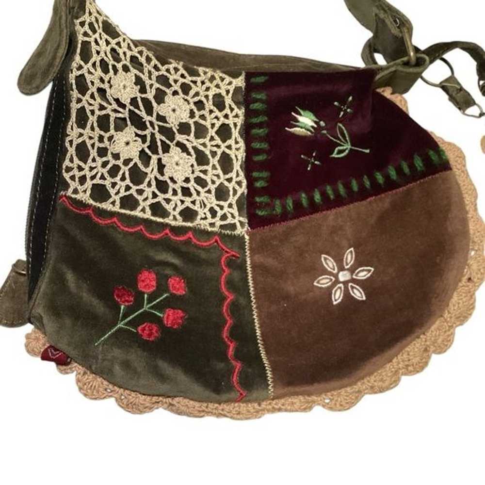 Patchwork Crossbody Bag w/ Crochet Lace, Floral E… - image 3